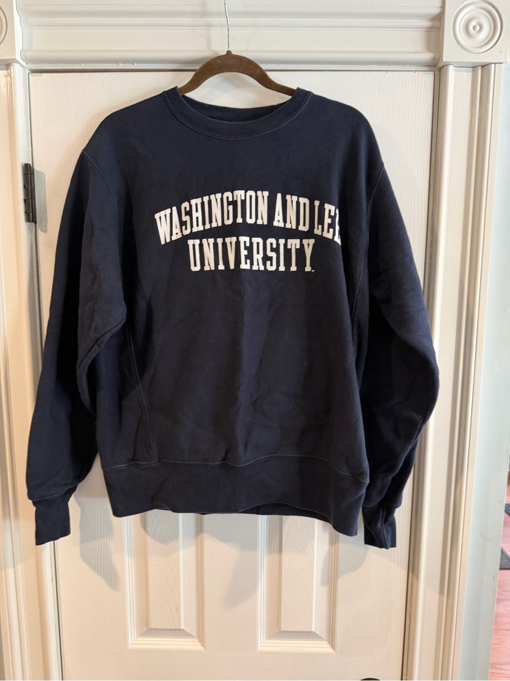 Champion Navy Crewneck Sweatshirt with White University Lettering